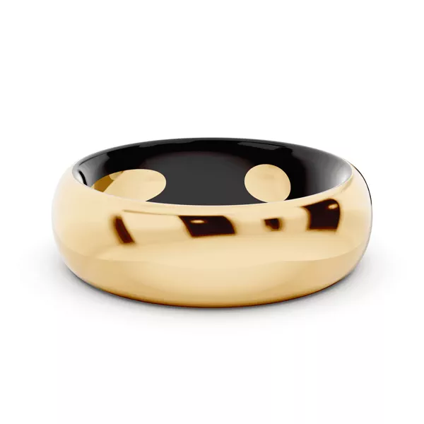 Black Ceramic Interior Comfort-Fit Gold Band (6mm)