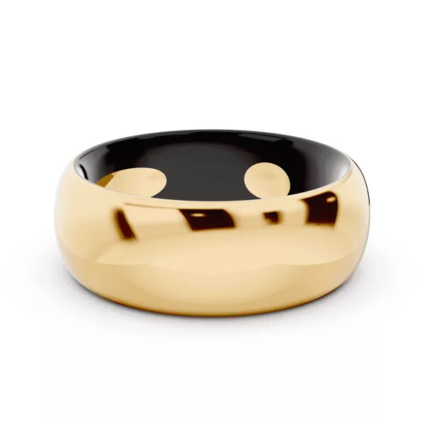 Black Ceramic Interior Comfort-Fit Gold Band (7mm)