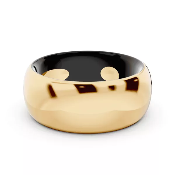 Black Ceramic Interior Comfort-Fit Gold Band (8mm)