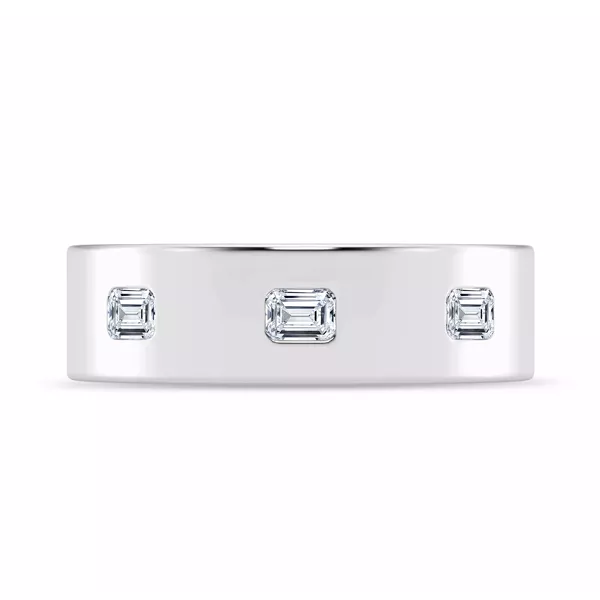 Flush Set Emerald-Cut Diamond Band (7mm)