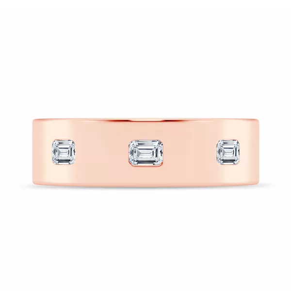 Flush Set Emerald-Cut Lab Diamond Band (7mm)