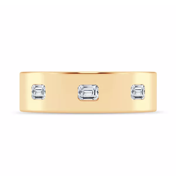 Flush Set Emerald-Cut Lab Diamond Band (7mm)