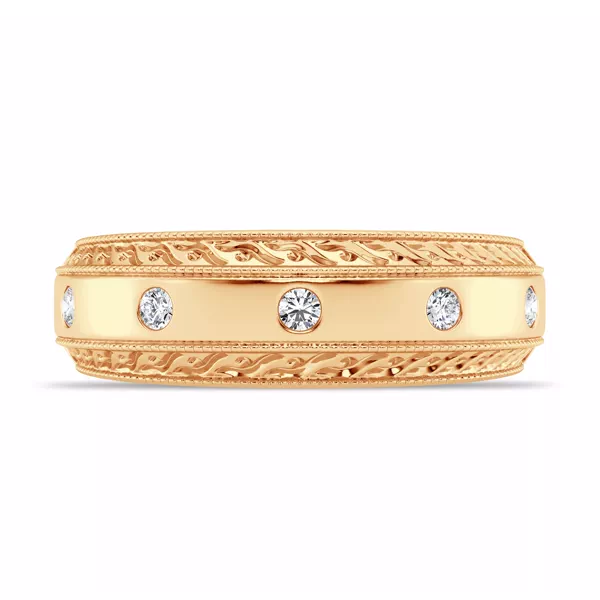 Engraved Lab Diamond Milgrain Band (7.5mm)