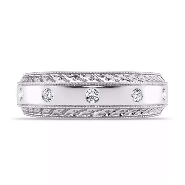 Engraved Lab Diamond Milgrain Band (7.5mm)