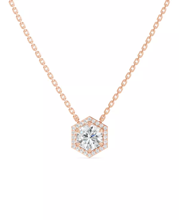 Hexagon Halo Lab Diamond Pendant