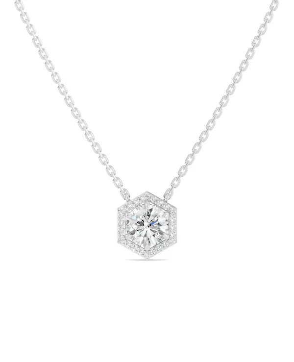 Hexagon Halo Lab Diamond Pendant