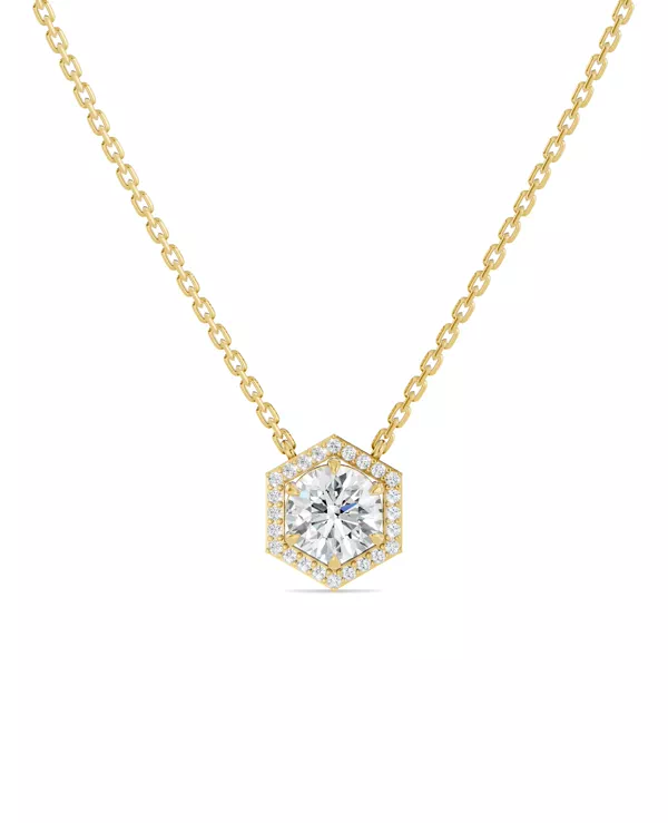Hexagon Halo Lab Diamond Pendant