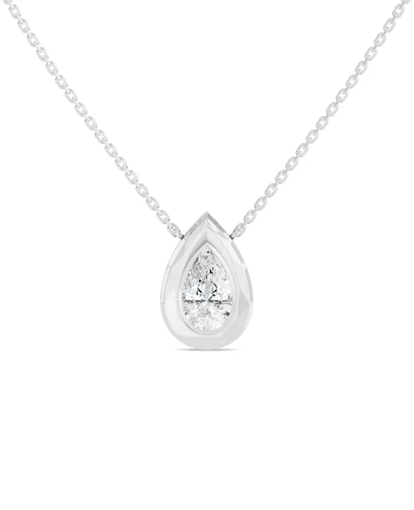 Faceted Bezel Pear Lab Diamond Necklace (3.00 ct.)