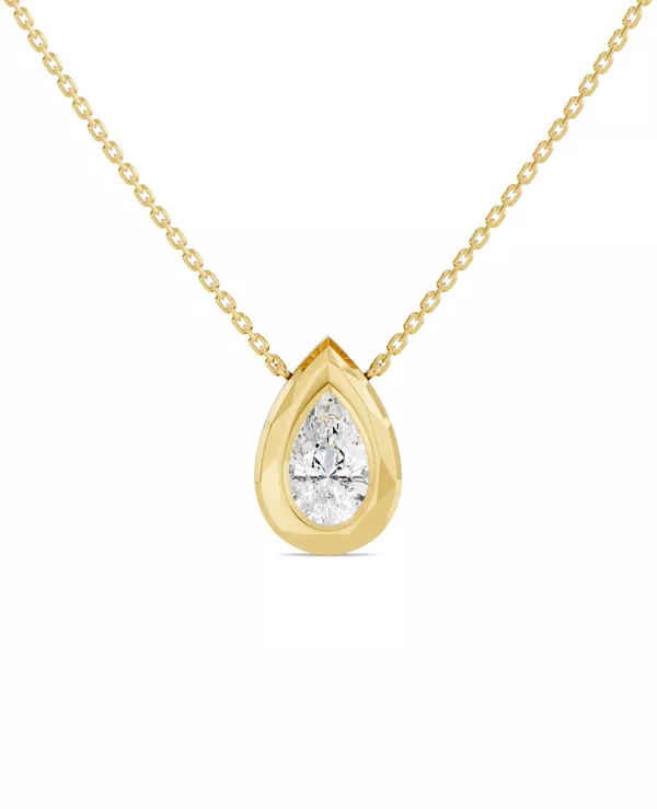 Faceted Bezel Pear Lab Diamond Necklace (3.00 ct.)