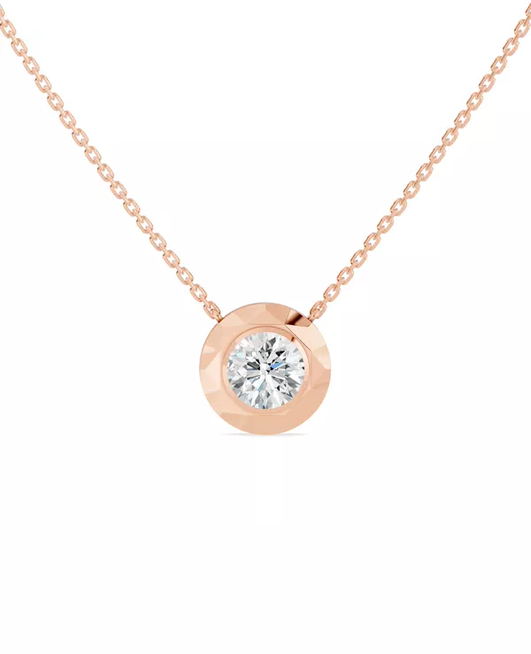 Faceted Bezel Round Lab Diamond Necklace (3.00 ct. )