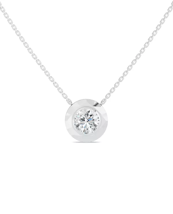 Faceted Bezel Round Lab Diamond Necklace (3.00 ct. )