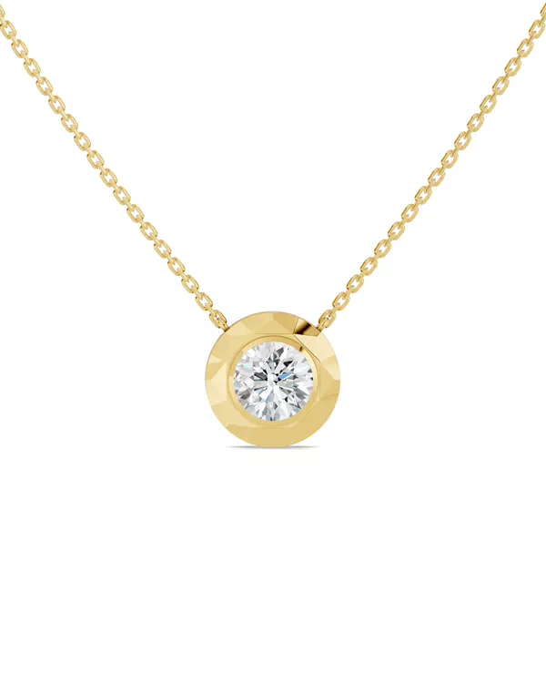 Faceted Bezel Round Lab Diamond Necklace (3.00 ct. )