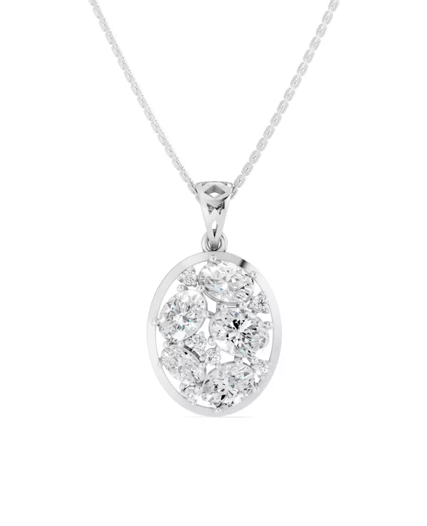 Mixed-Shape Oval Frame Lab Diamond Necklace (3.70 ct.)