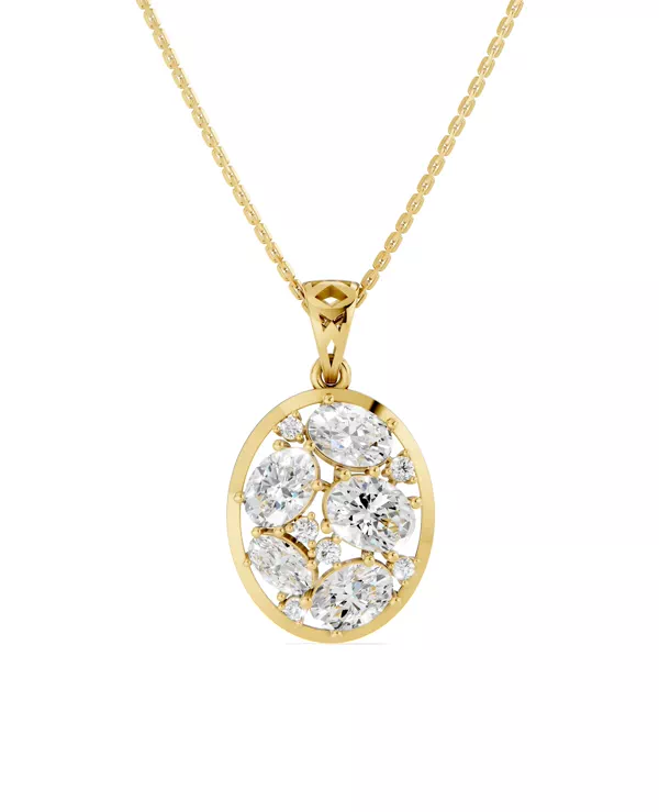 Mixed-Shape Oval Frame Lab Diamond Necklace (3.70 ct.)