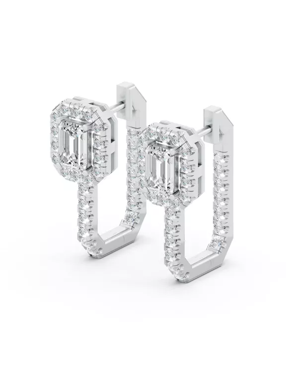 Elevated Emerald Halo Lab Diamond Hoop Earrings (3.20 ct. tw.)