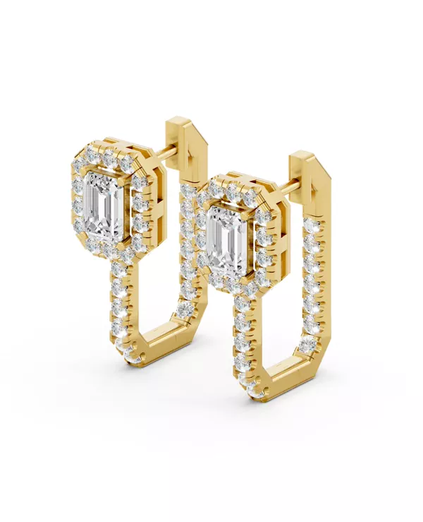 Elevated Emerald Halo Lab Diamond Hoop Earrings (3.20 ct. tw.)