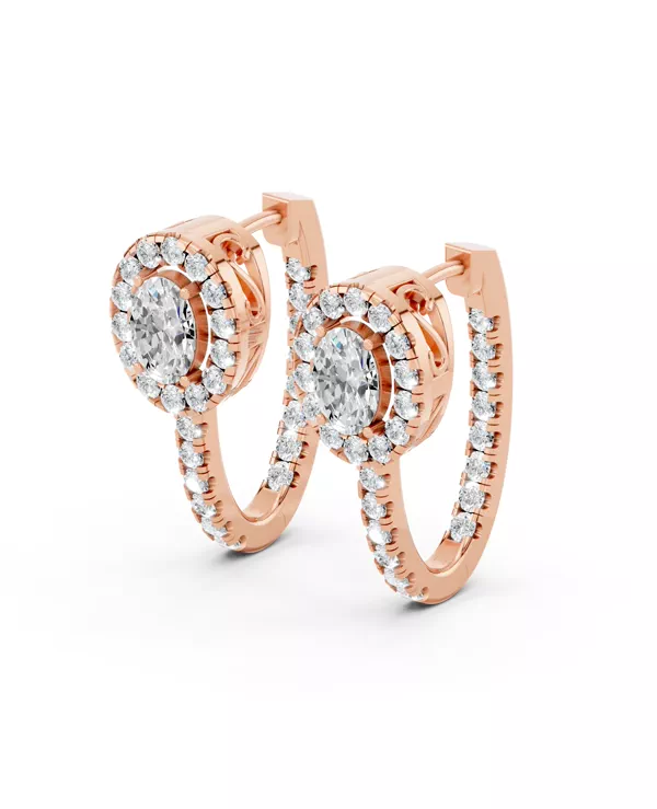 Elevated Oval Halo Lab Diamond Hoop Earrings (2.75 ct. tw.)