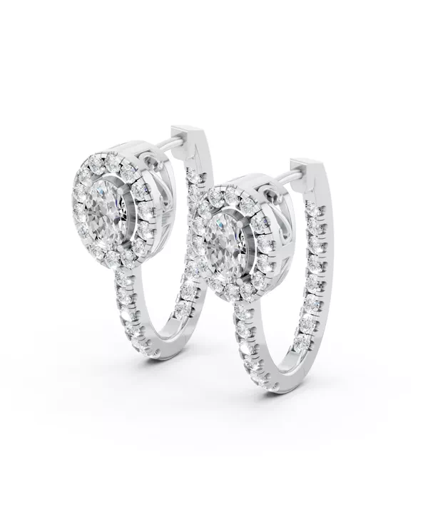 Elevated Oval Halo Lab Diamond Hoop Earrings (2.75 ct. tw.)