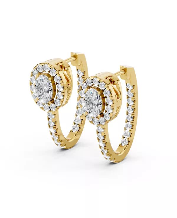 Elevated Oval Halo Lab Diamond Hoop Earrings (2.75 ct. tw.)