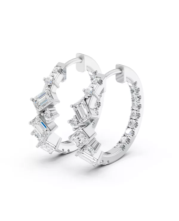Mixed Shape Inside-Out Lab Diamond Hoops