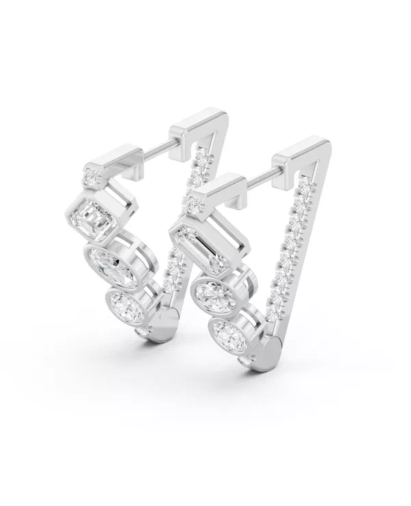 Angular Mixed Shape Lab Diamond Earrings