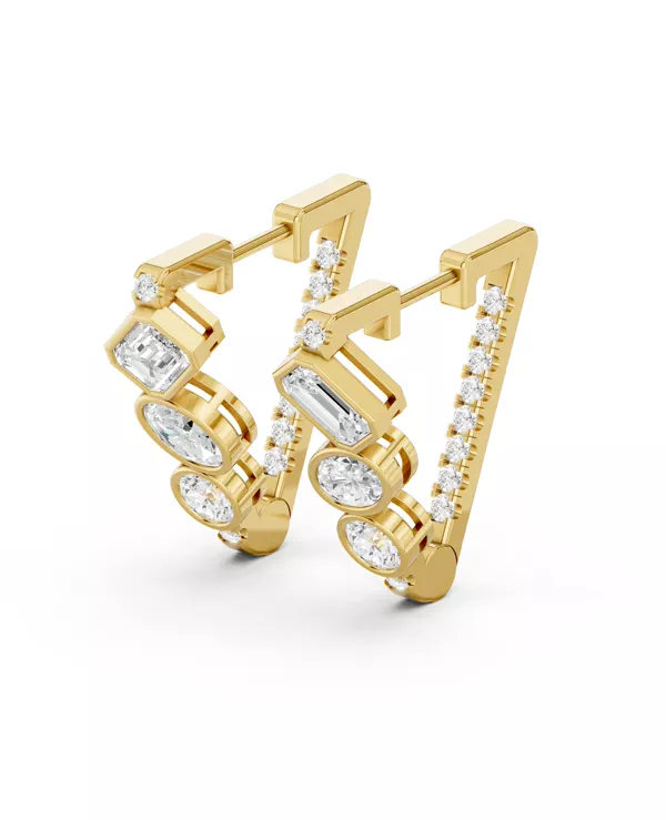 Angular Mixed Shape Lab Diamond Earrings