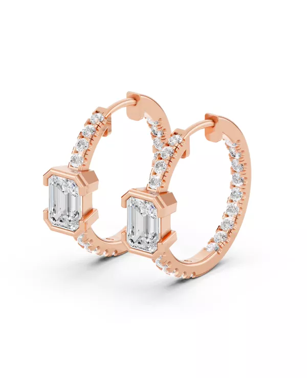 Vectra Emerald Lab Diamond Inside-Out Hoop Earrings