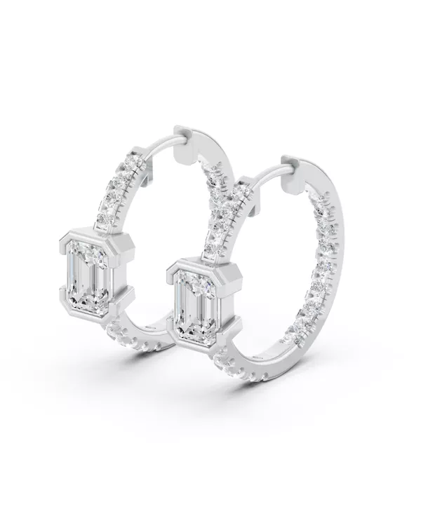 Vectra Emerald Lab Diamond Inside-Out Hoop Earrings