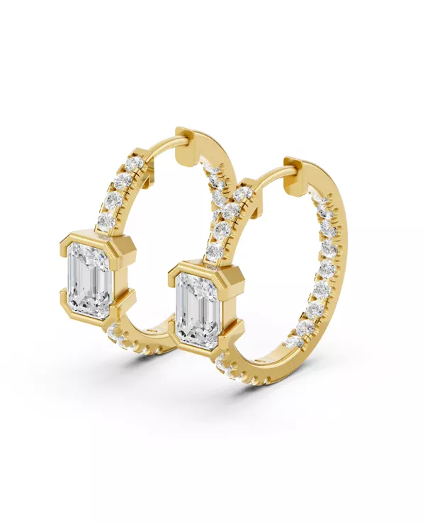 Vectra Emerald Lab Diamond Inside-Out Hoop Earrings