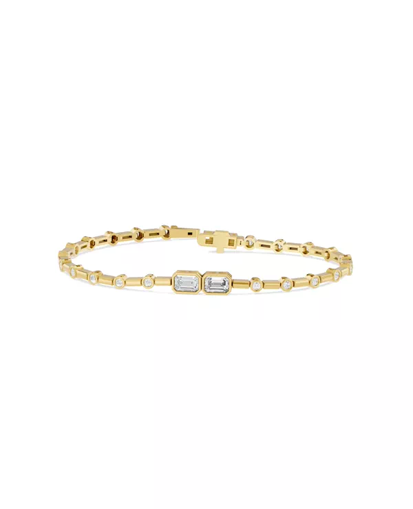 Bezel Emerald-Cut Duo Lab Diamond Bracelet