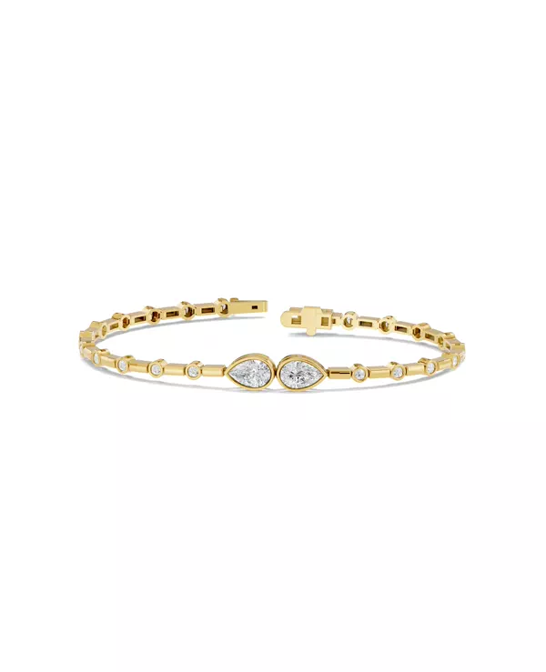 Dual Pear Lab Diamond Station Bracelet
