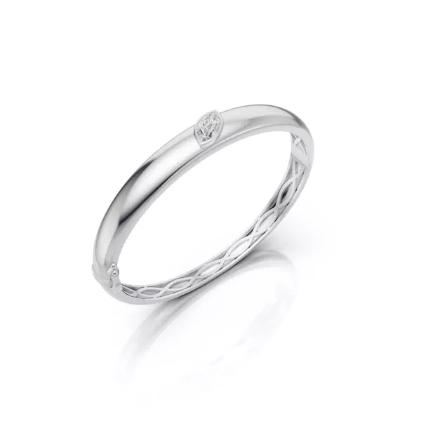 Marquise Lab Diamond Silver Bangle Bracelet