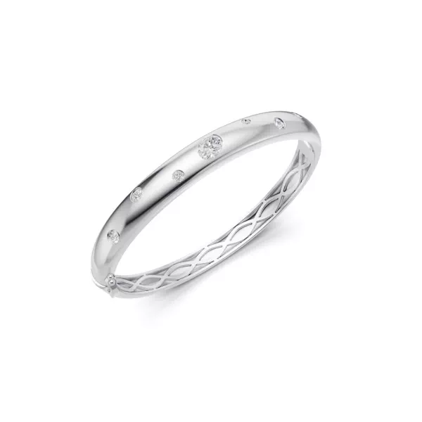 Scattered Lab Diamond Silver Bangle Bracelet