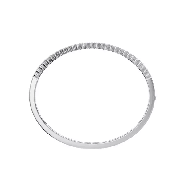 Double Row Lab Diamond Silver Bangle Bracelet