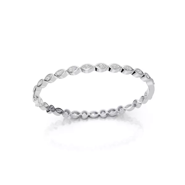 Reversible Marquise & Round Lab Diamond Silver Bangle Bracelet