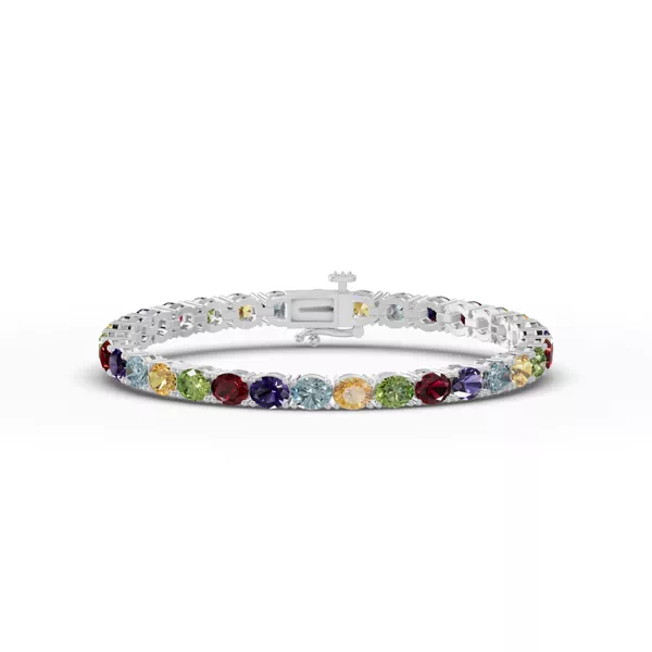 Oval Multicolor Gemstone Tennis Bracelet