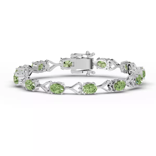 Oval Peridot Heart Link Bracelet