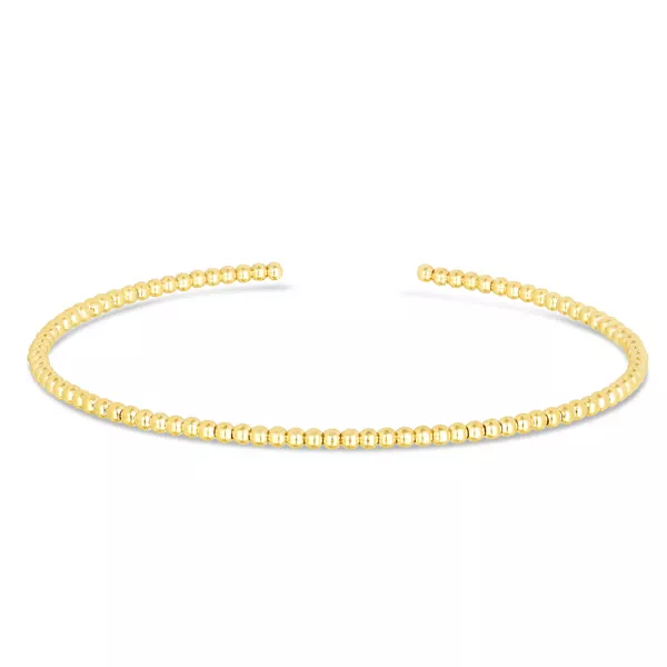 Beaded Gold Cuff (2mm)