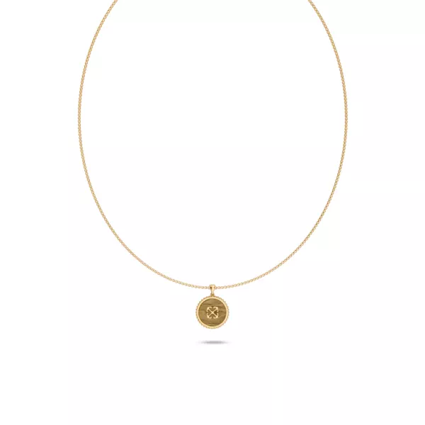 Double Arrow Tiger Eye Medallion Necklace by Off-White