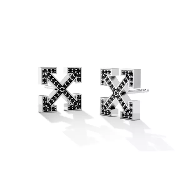 Double Arrow Black Lab Diamond Stud Earrings by Off-White