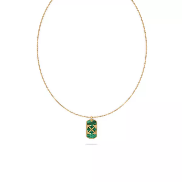 Double Arrow Malachite Tag Necklace by Off-White