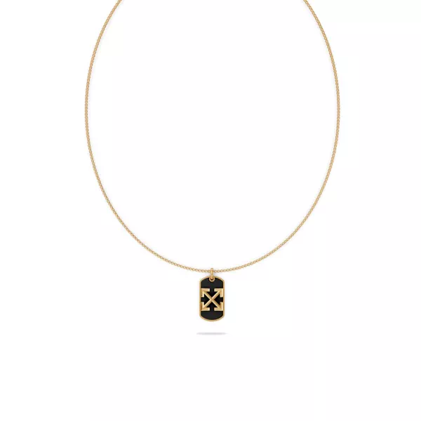 Double Arrow Black Onyx Tag Necklace by Off-White