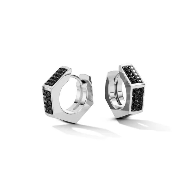 Hex Nut Lab Diamond Hoop Earrings by Off-White