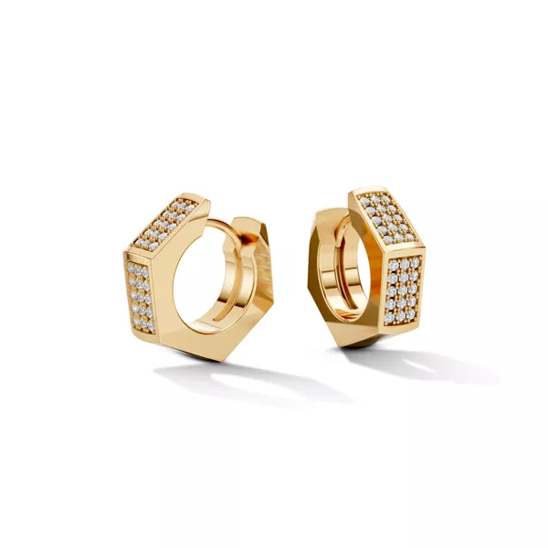 Hex Nut Lab Diamond Hoop Earrings by Off-White