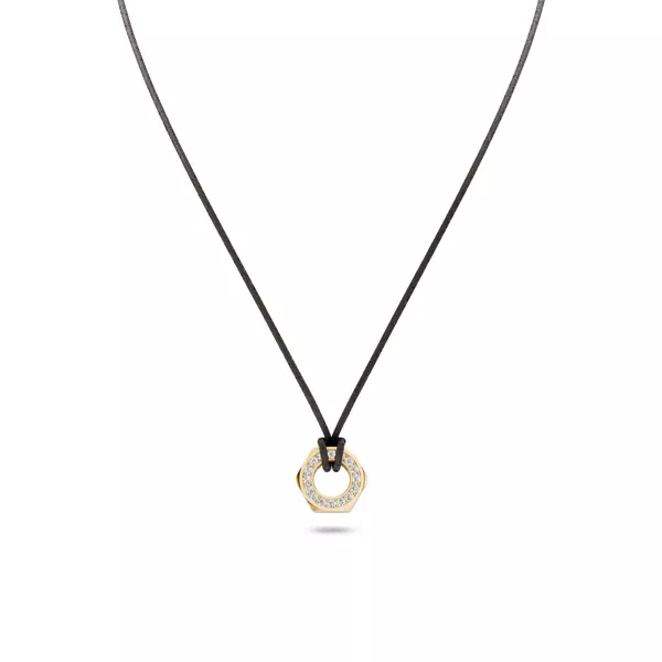 Hex Nut Leather Cord Lab Diamond Necklace by Off-White