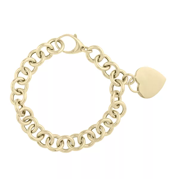 Heart Charm Rolo Gold Bracelet