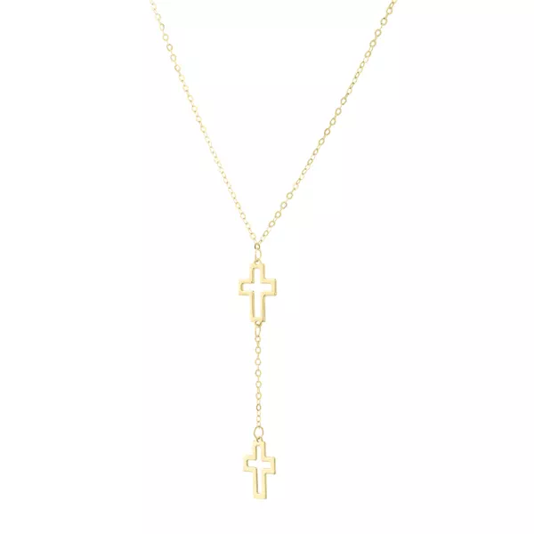 Double Cross Lariat Necklace