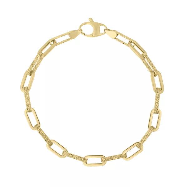 Textured Paperclip Link Gold Bracelet