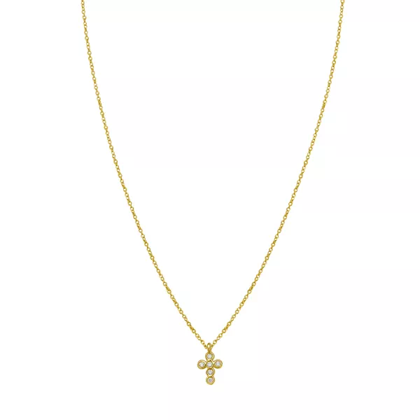 Mini Bezel Cross Necklace
