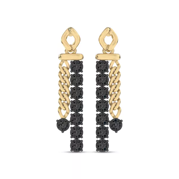 Midnight Noir Chainline Black Diamond Pavé Drop Earrings By Christian Siriano